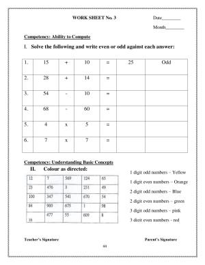 Worksheet for Class 3 Mathematics Assignment 66