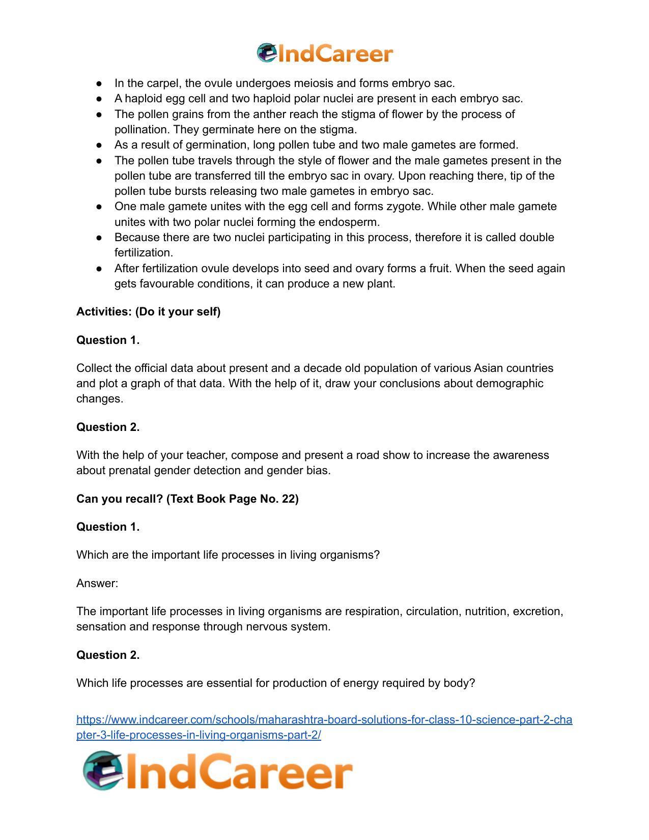 Maharashtra Board Solutions for Class 10- Science (Part 2): Chapter 3- Life Processes in Living Organisms Part – 2 - Page 19