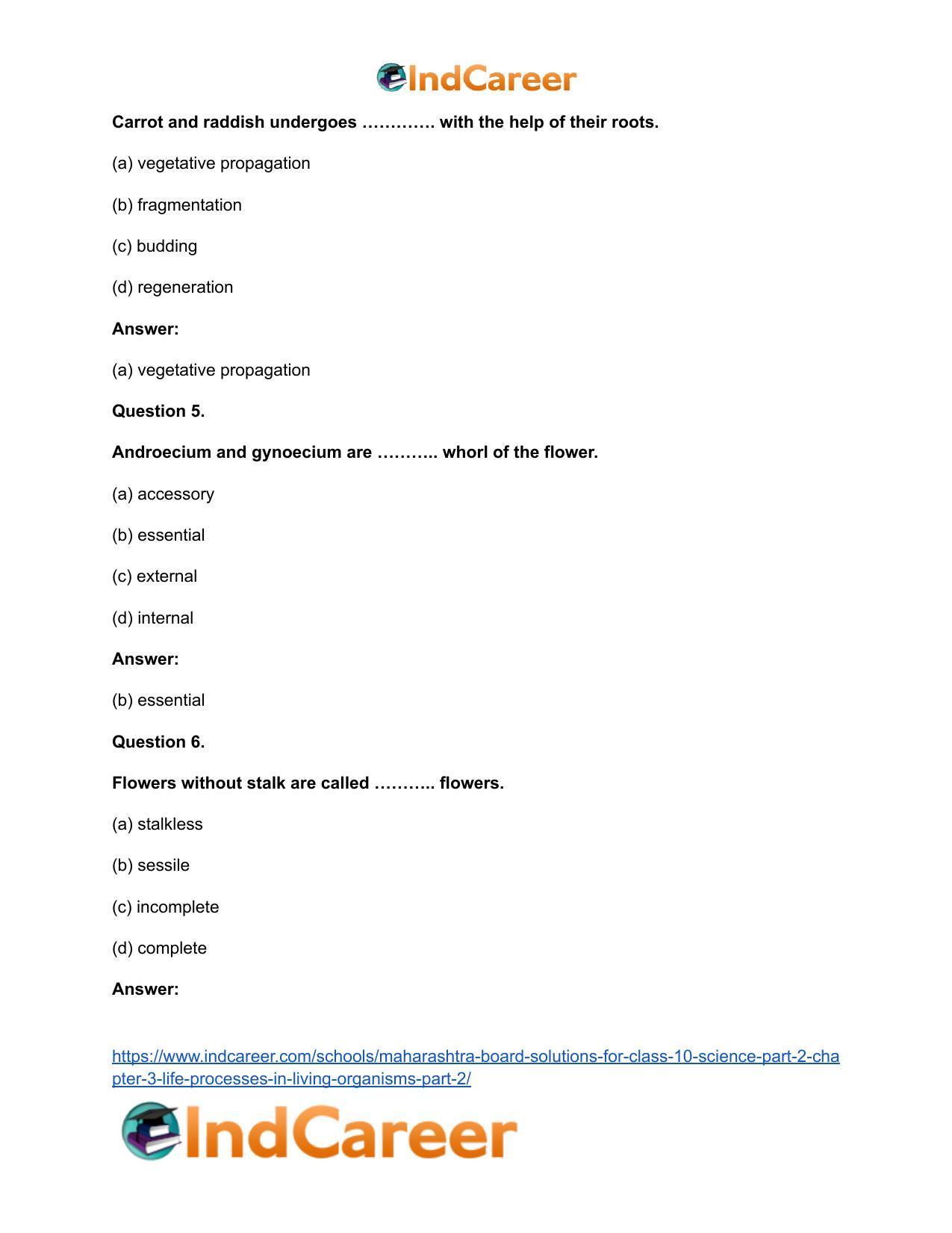 Maharashtra Board Solutions for Class 10- Science (Part 2): Chapter 3- Life Processes in Living Organisms Part – 2 - Page 25