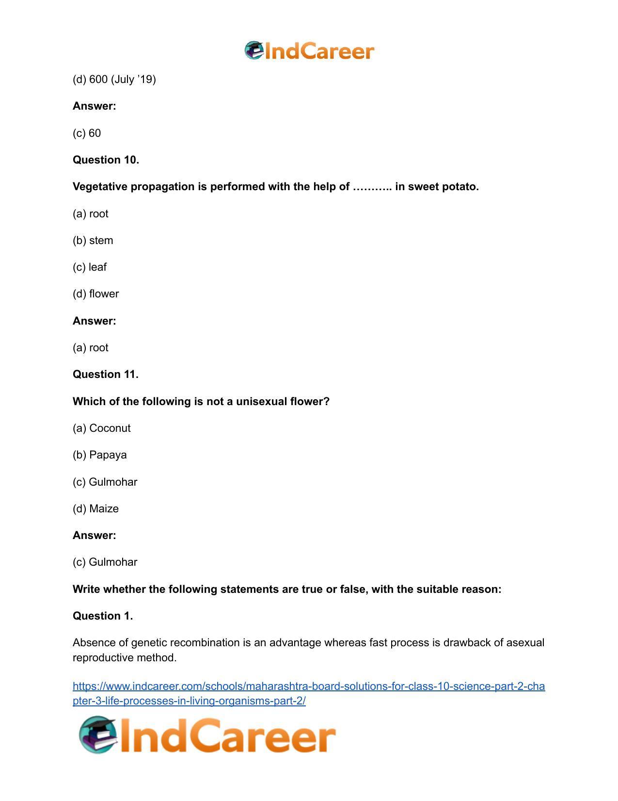 Maharashtra Board Solutions for Class 10- Science (Part 2): Chapter 3- Life Processes in Living Organisms Part – 2 - Page 27