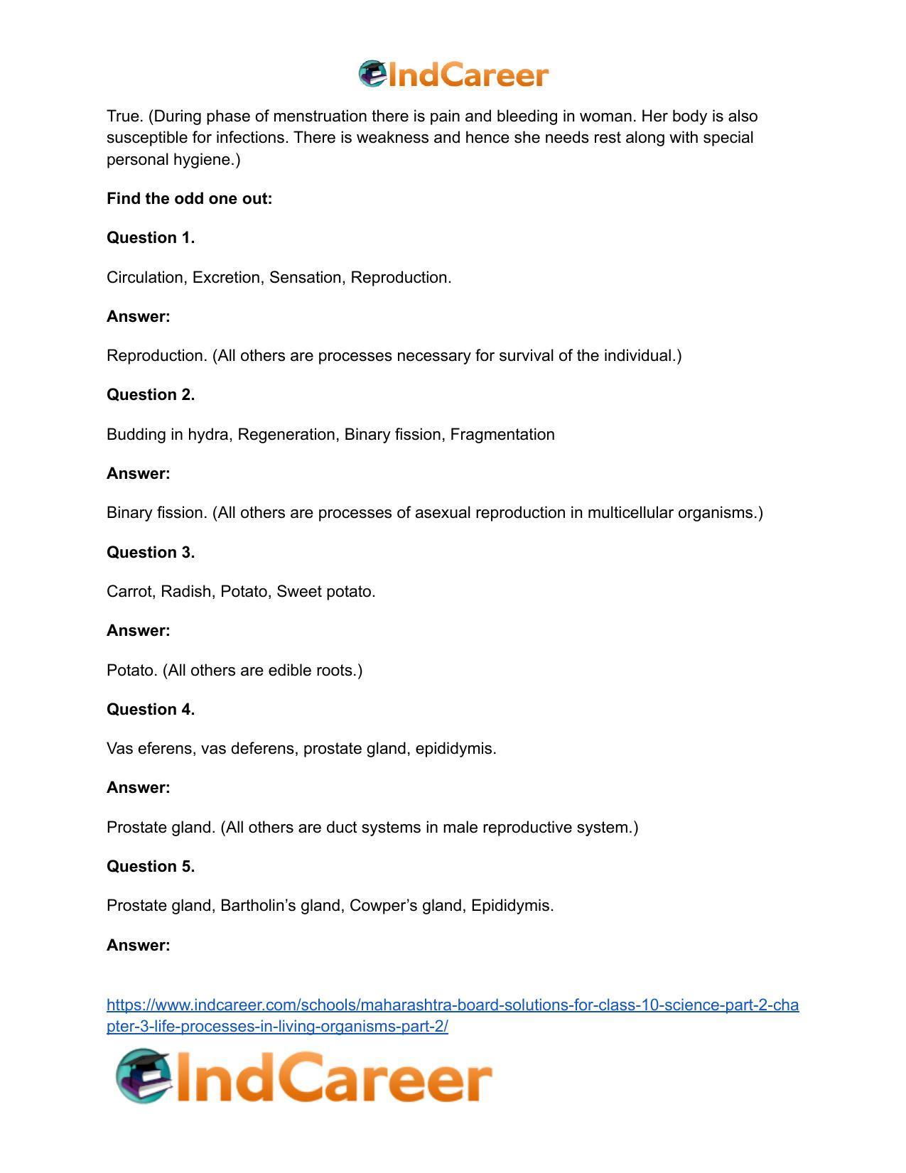 Maharashtra Board Solutions for Class 10- Science (Part 2): Chapter 3- Life Processes in Living Organisms Part – 2 - Page 30