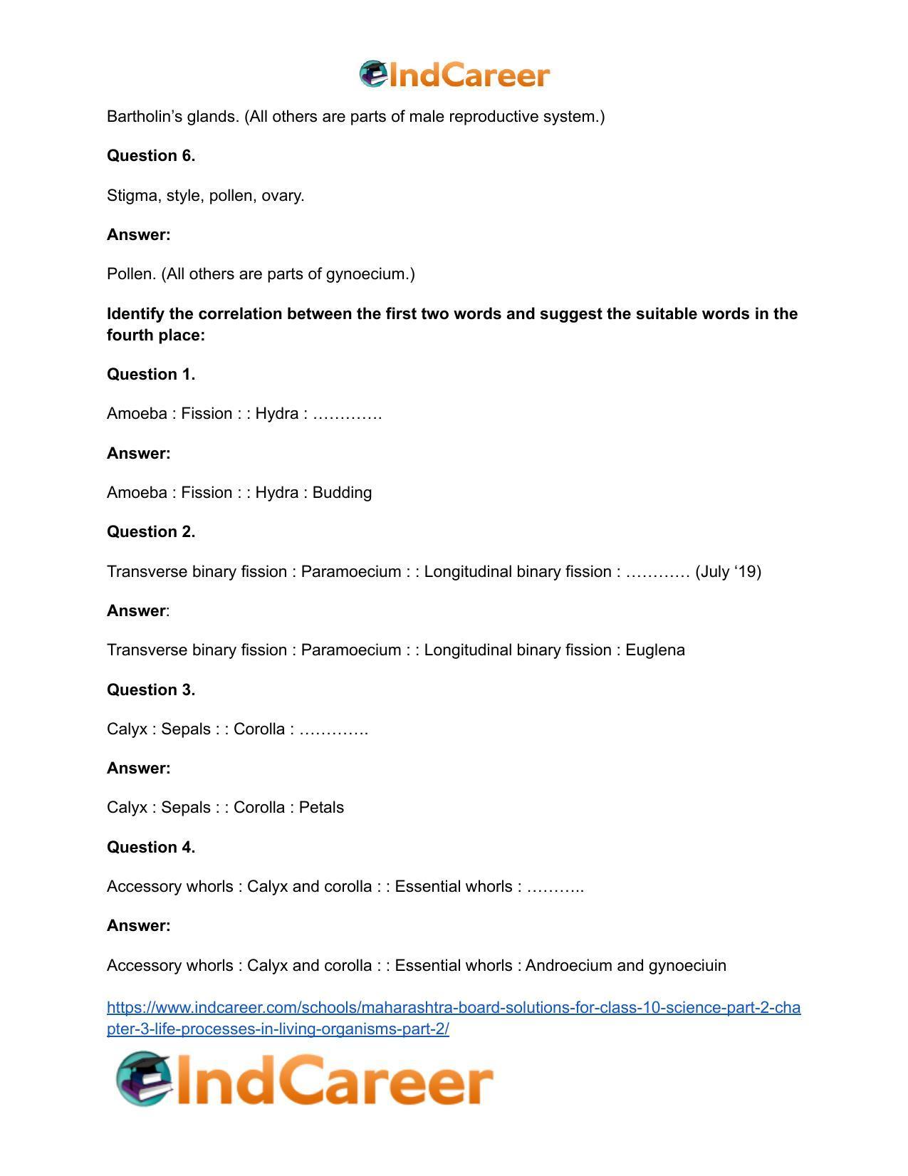 Maharashtra Board Solutions for Class 10- Science (Part 2): Chapter 3- Life Processes in Living Organisms Part – 2 - Page 31