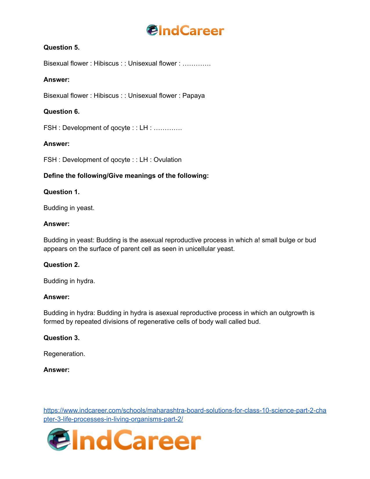 Maharashtra Board Solutions for Class 10- Science (Part 2): Chapter 3- Life Processes in Living Organisms Part – 2 - Page 32
