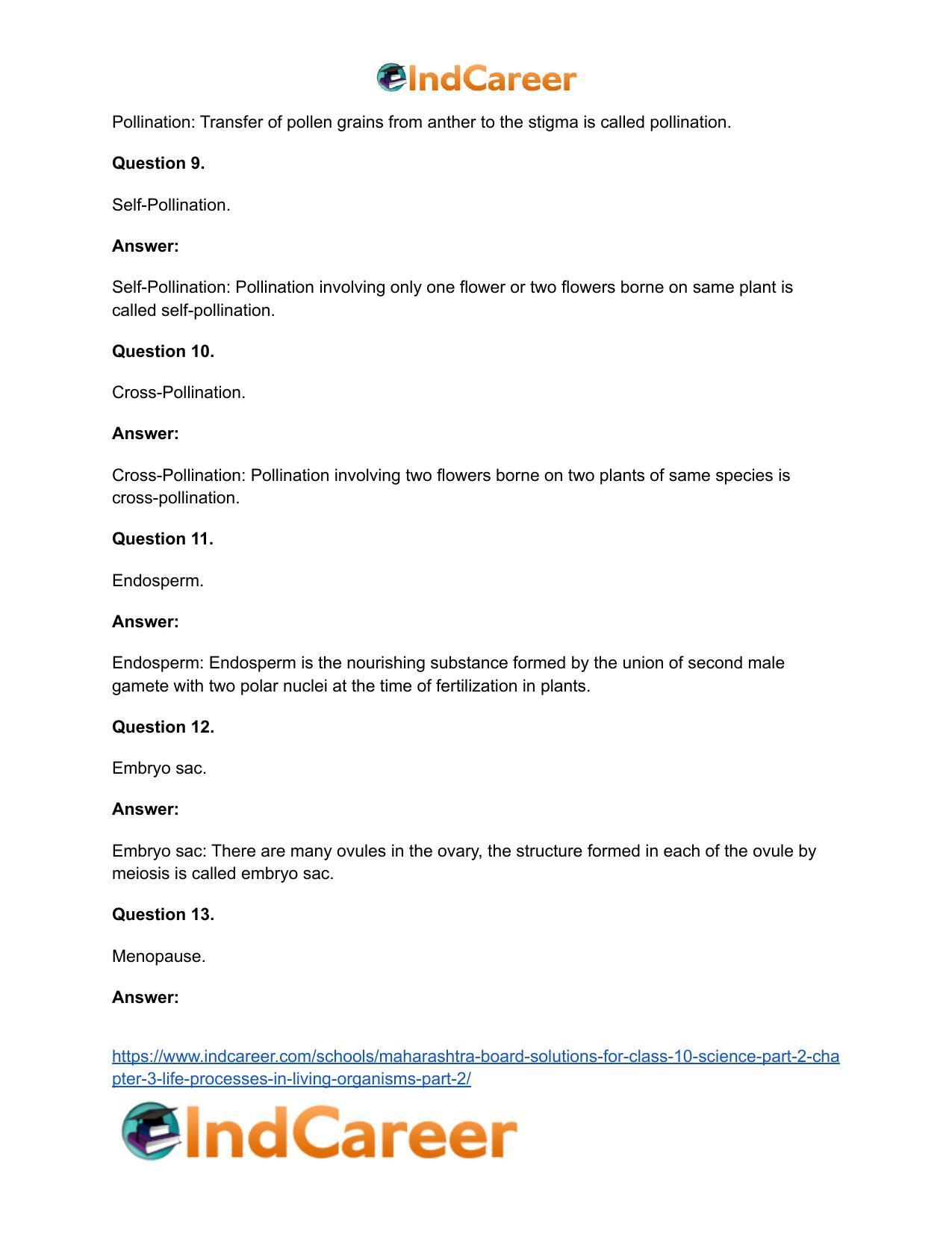 Maharashtra Board Solutions for Class 10- Science (Part 2): Chapter 3- Life Processes in Living Organisms Part – 2 - Page 34