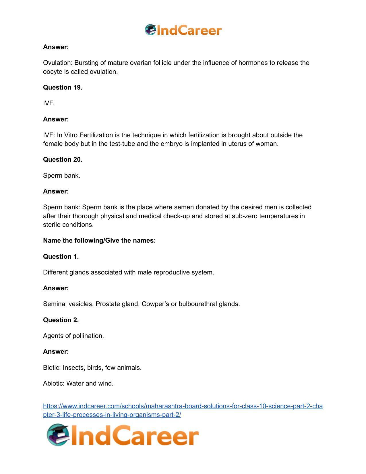 Maharashtra Board Solutions for Class 10- Science (Part 2): Chapter 3- Life Processes in Living Organisms Part – 2 - Page 36