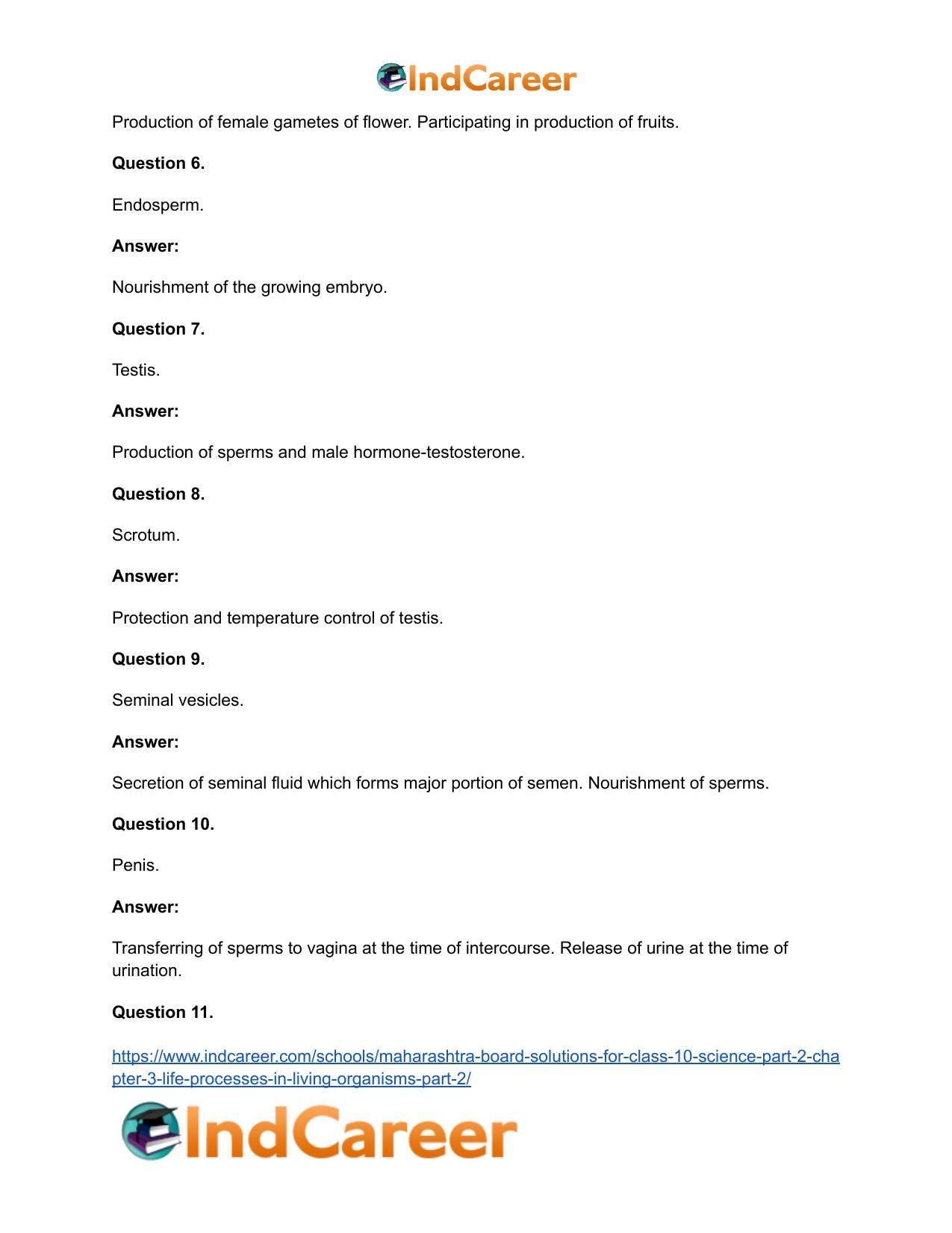 Maharashtra Board Solutions for Class 10- Science (Part 2): Chapter 3- Life Processes in Living Organisms Part – 2 - Page 39