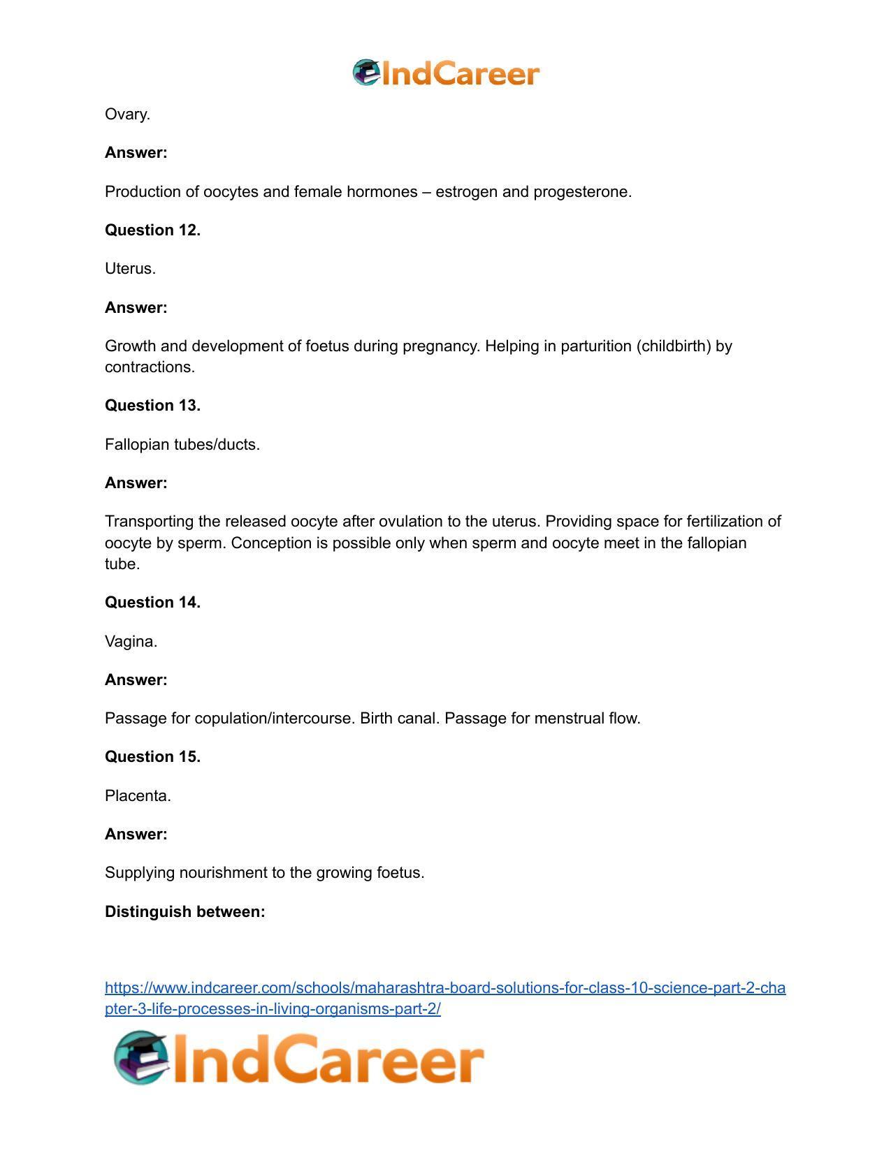 Maharashtra Board Solutions for Class 10- Science (Part 2): Chapter 3- Life Processes in Living Organisms Part – 2 - Page 40