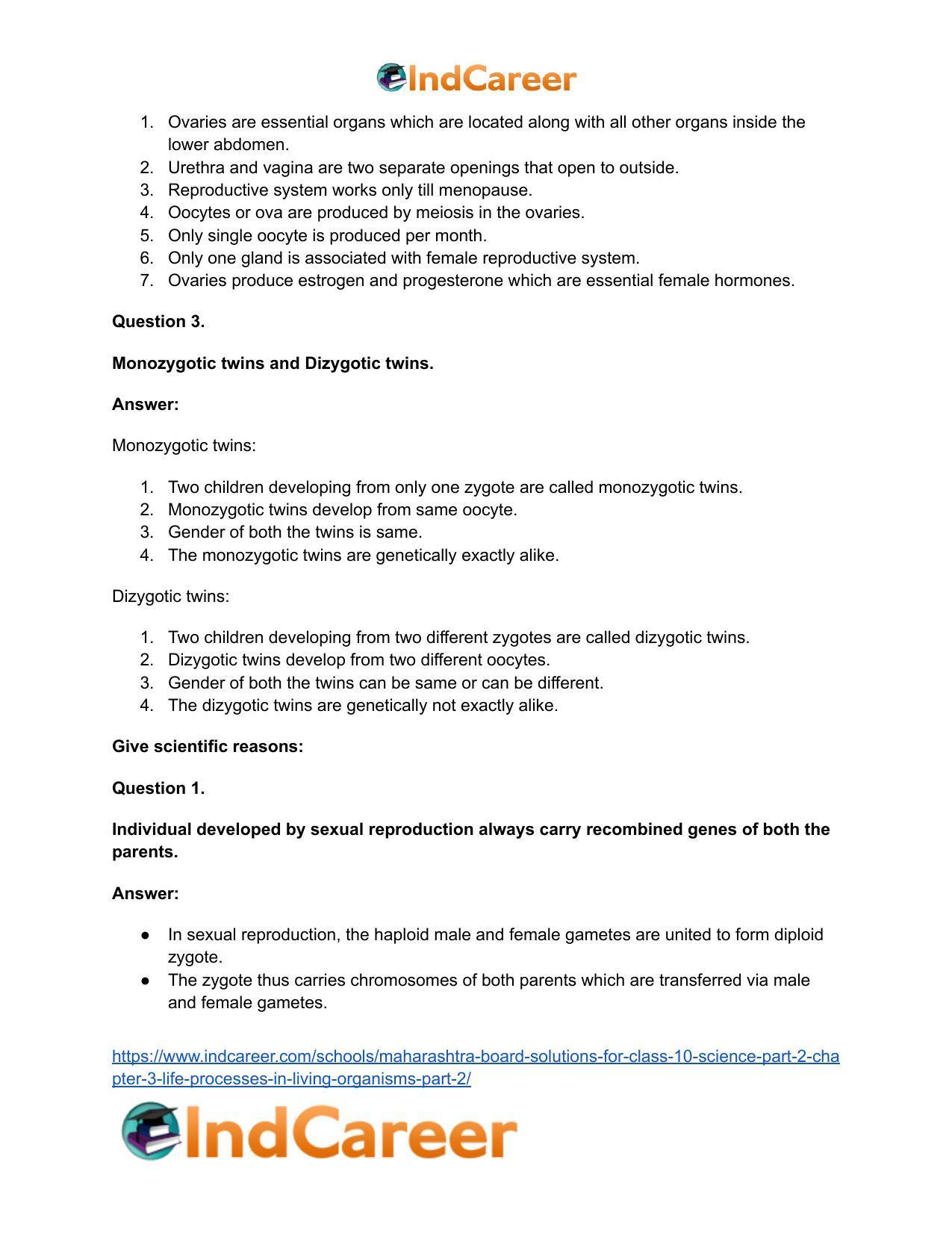 Maharashtra Board Solutions for Class 10- Science (Part 2): Chapter 3- Life Processes in Living Organisms Part – 2 - Page 42