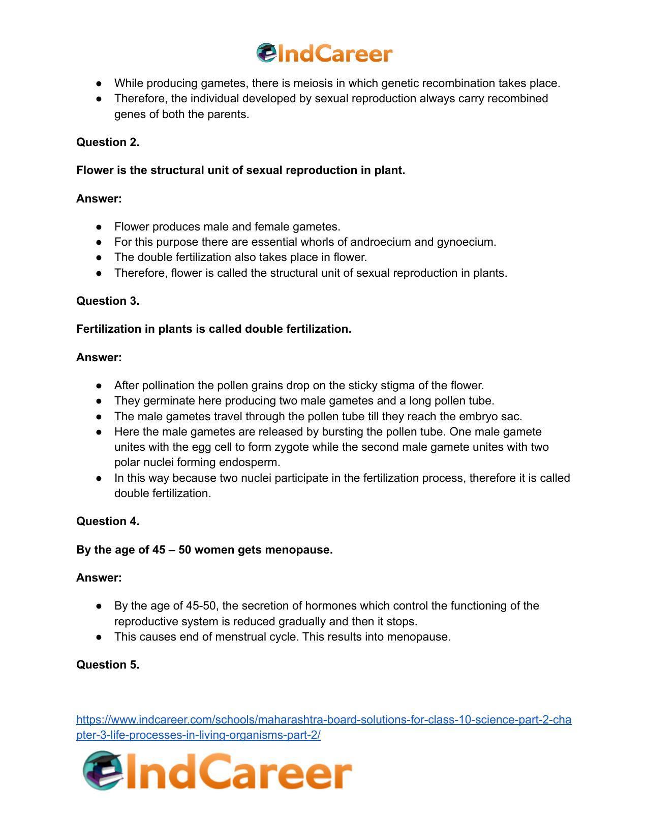 Maharashtra Board Solutions for Class 10- Science (Part 2): Chapter 3- Life Processes in Living Organisms Part – 2 - Page 43