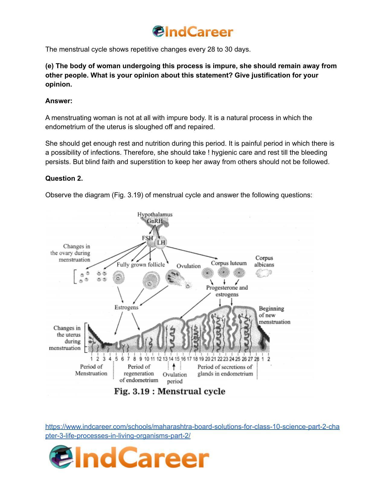 Maharashtra Board Solutions for Class 10- Science (Part 2): Chapter 3- Life Processes in Living Organisms Part – 2 - Page 58