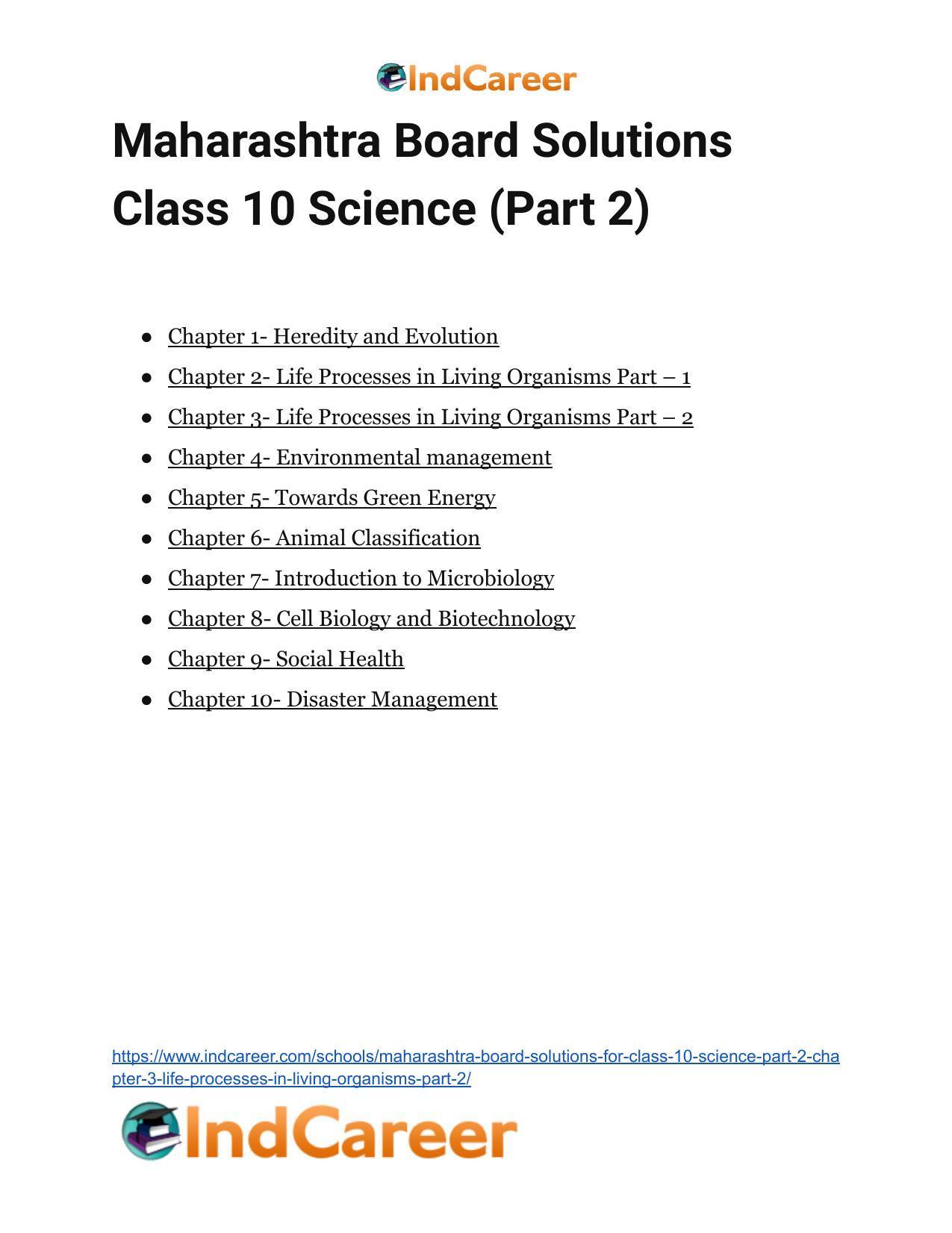 Maharashtra Board Solutions for Class 10- Science (Part 2): Chapter 3- Life Processes in Living Organisms Part – 2 - Page 64