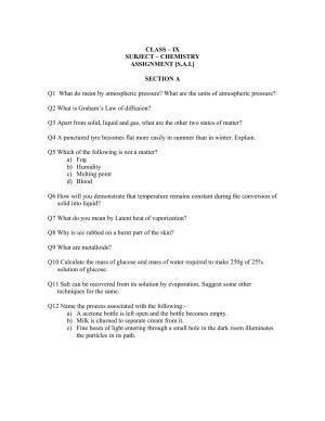 CBSE Worksheets for Class 9 Chemistry Assignment 9