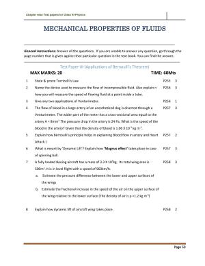 CBSE Worksheets for Class 11 Physics Mechanical Properties of Fluids Assignment 4