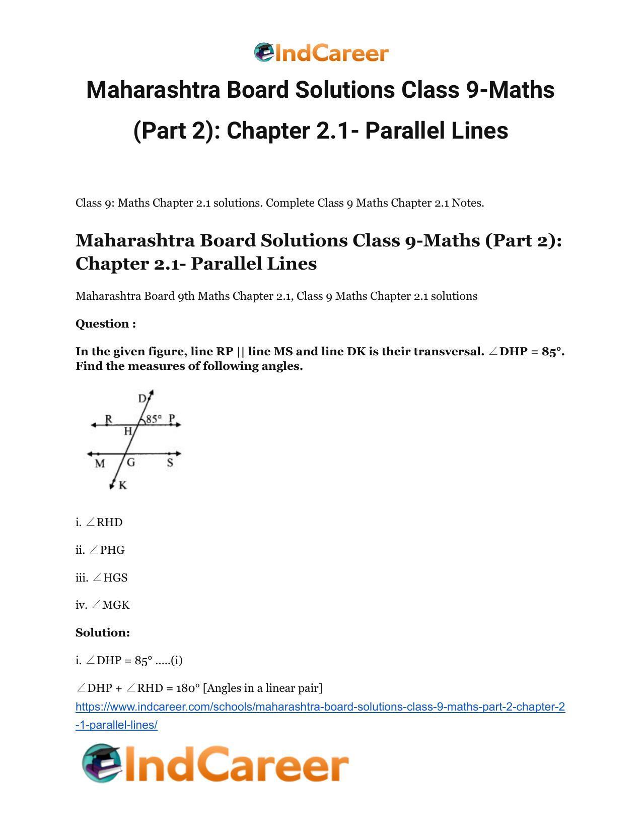 Maharashtra Board Solutions Class 9-Maths (Part 2): Chapter 2.1 ...