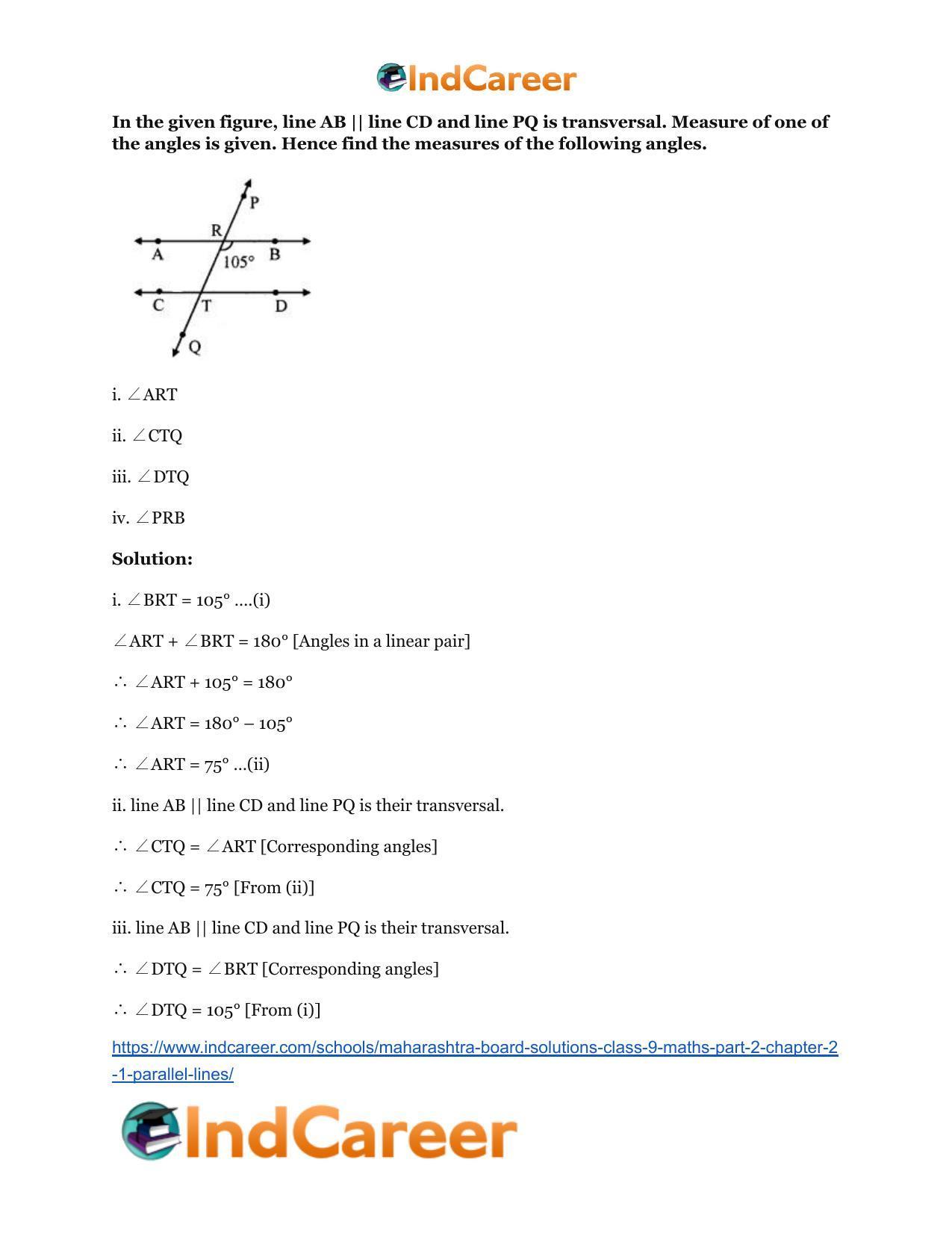 Maharashtra Board Solutions Class 9-Maths (Part 2): Chapter 2.1- Parallel Lines - Page 7
