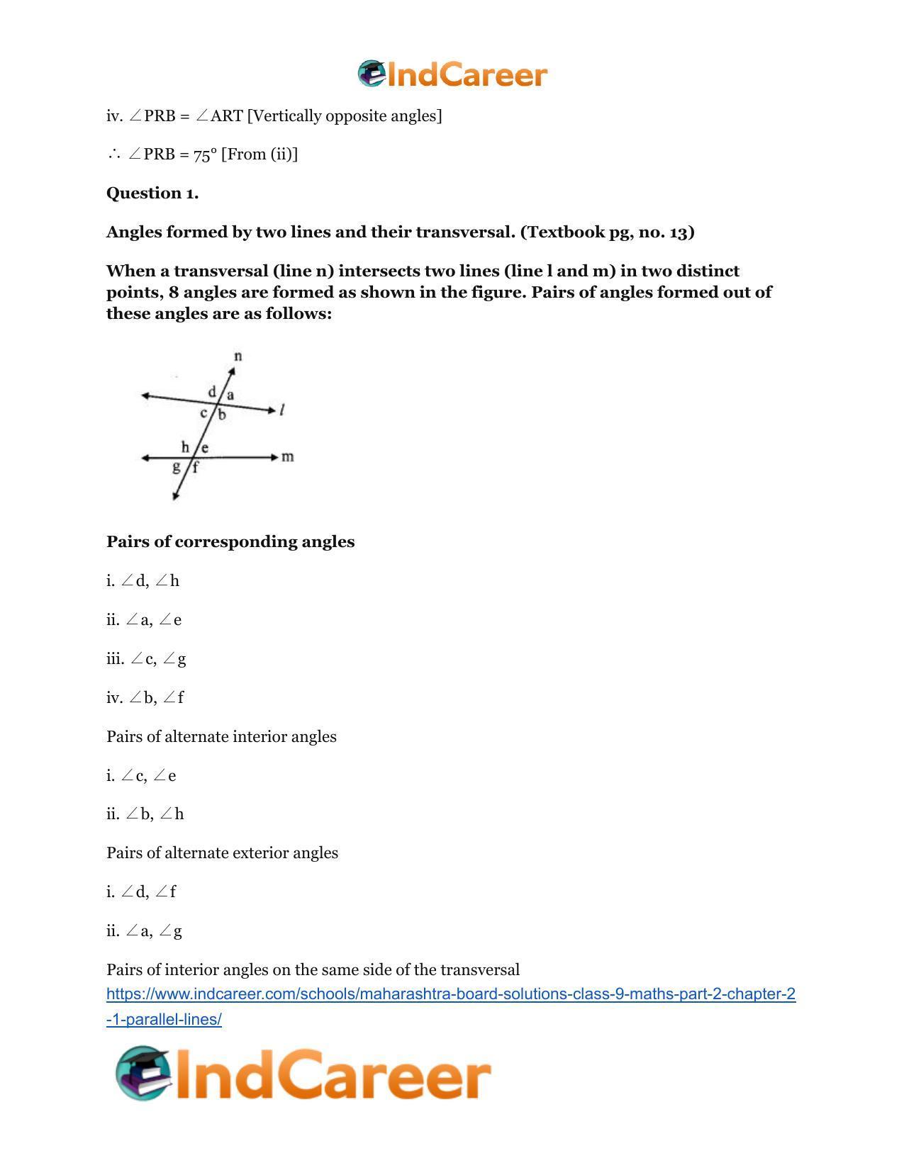 Maharashtra Board Solutions Class 9-Maths (Part 2): Chapter 2.1- Parallel Lines - Page 8