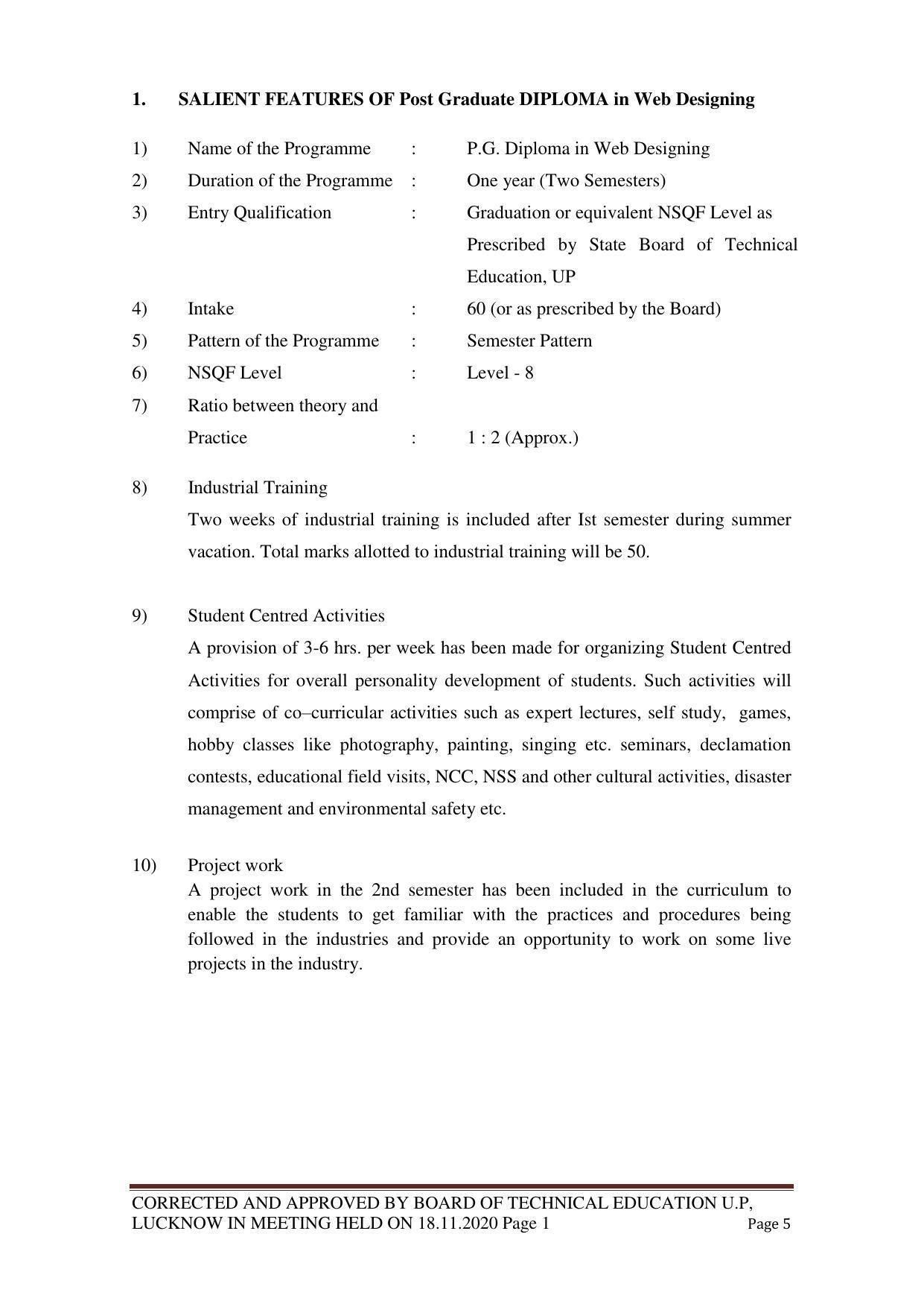 SYLLABUS FOR FIRST SEMESTER SESSION (2020-2021) - TWO SEMESTER POST GRADUATE DIPLOMA COURSE IN WEB DESIGNING - Page 5