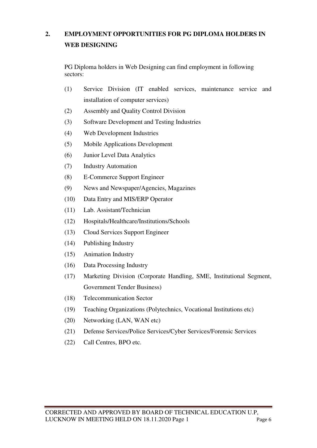 SYLLABUS FOR FIRST SEMESTER SESSION (2020-2021) - TWO SEMESTER POST GRADUATE DIPLOMA COURSE IN WEB DESIGNING - Page 6