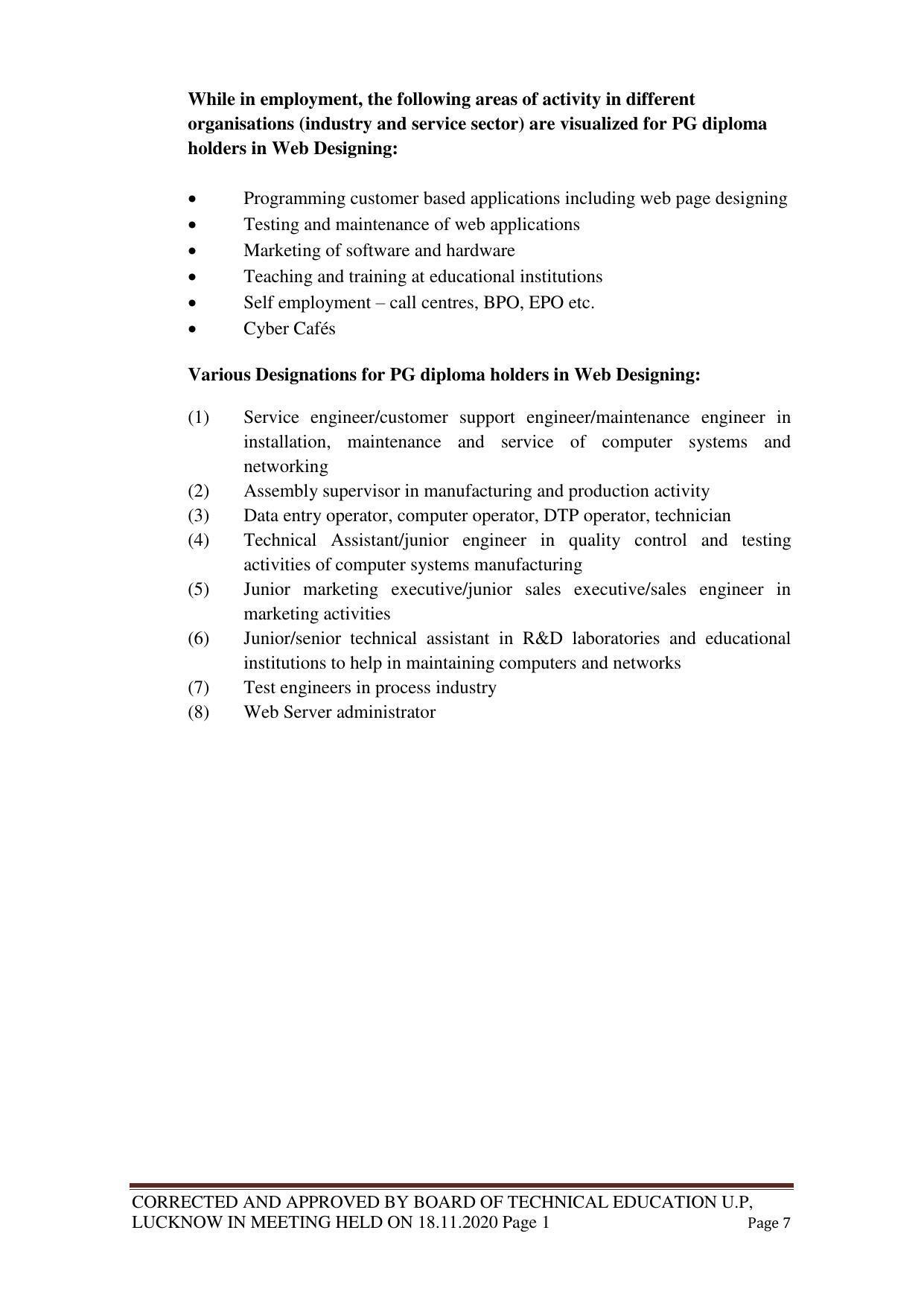 SYLLABUS FOR FIRST SEMESTER SESSION (2020-2021) - TWO SEMESTER POST GRADUATE DIPLOMA COURSE IN WEB DESIGNING - Page 7
