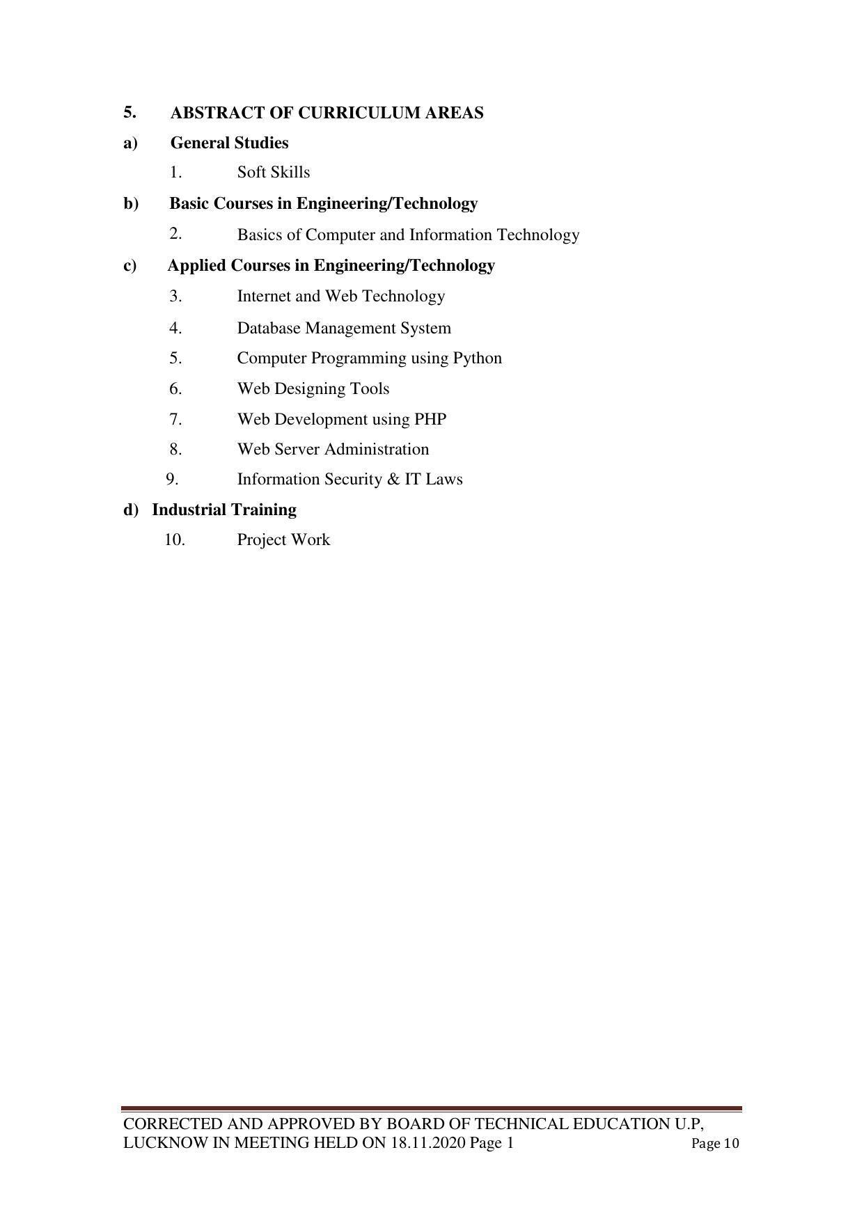 SYLLABUS FOR FIRST SEMESTER SESSION (2020-2021) - TWO SEMESTER POST GRADUATE DIPLOMA COURSE IN WEB DESIGNING - Page 10
