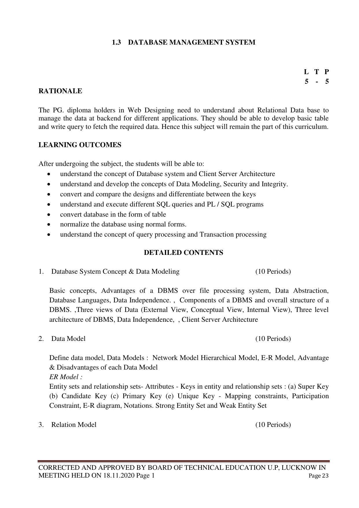 SYLLABUS FOR FIRST SEMESTER SESSION (2020-2021) - TWO SEMESTER POST GRADUATE DIPLOMA COURSE IN WEB DESIGNING - Page 23