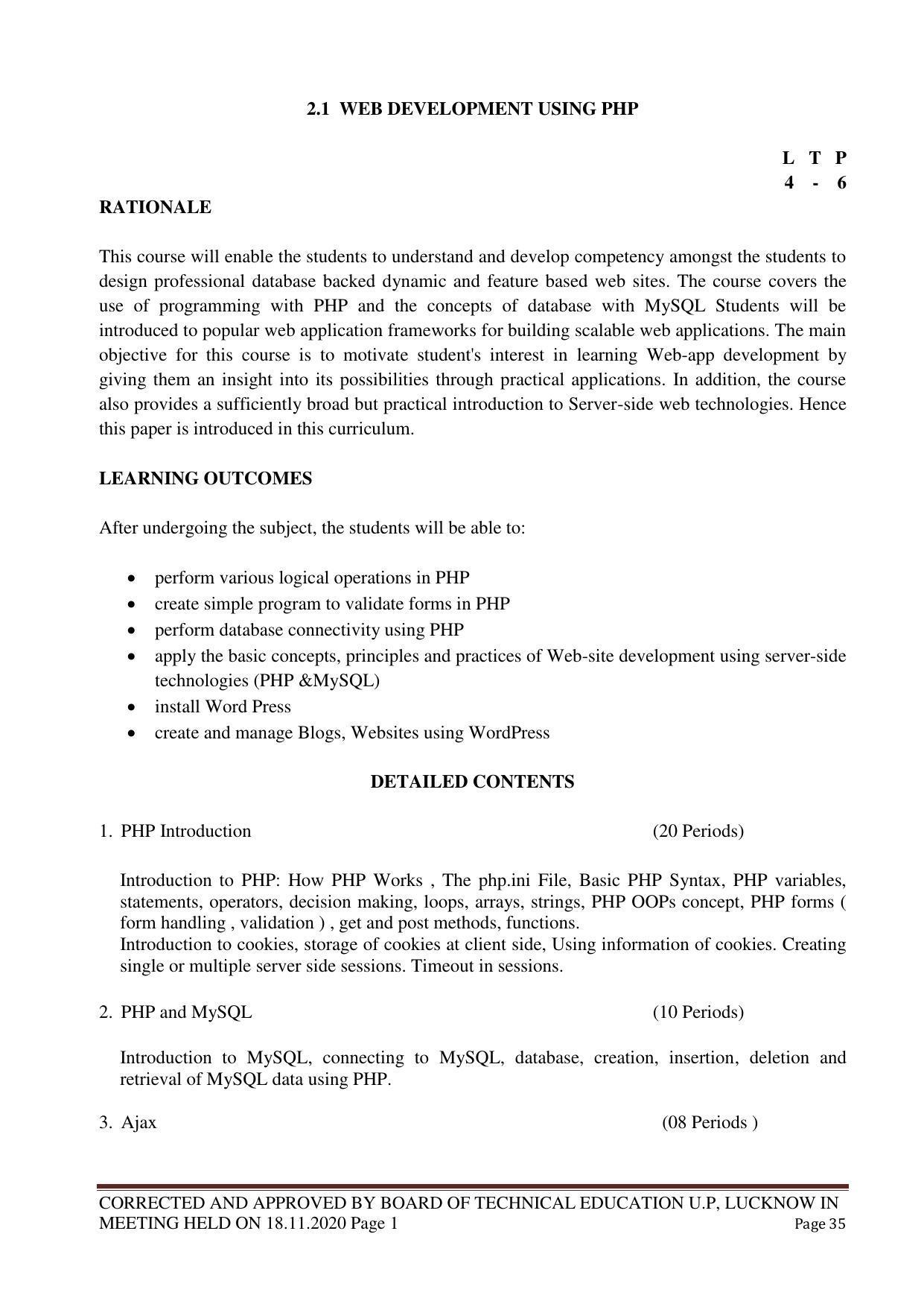 SYLLABUS FOR FIRST SEMESTER SESSION (2020-2021) - TWO SEMESTER POST GRADUATE DIPLOMA COURSE IN WEB DESIGNING - Page 35