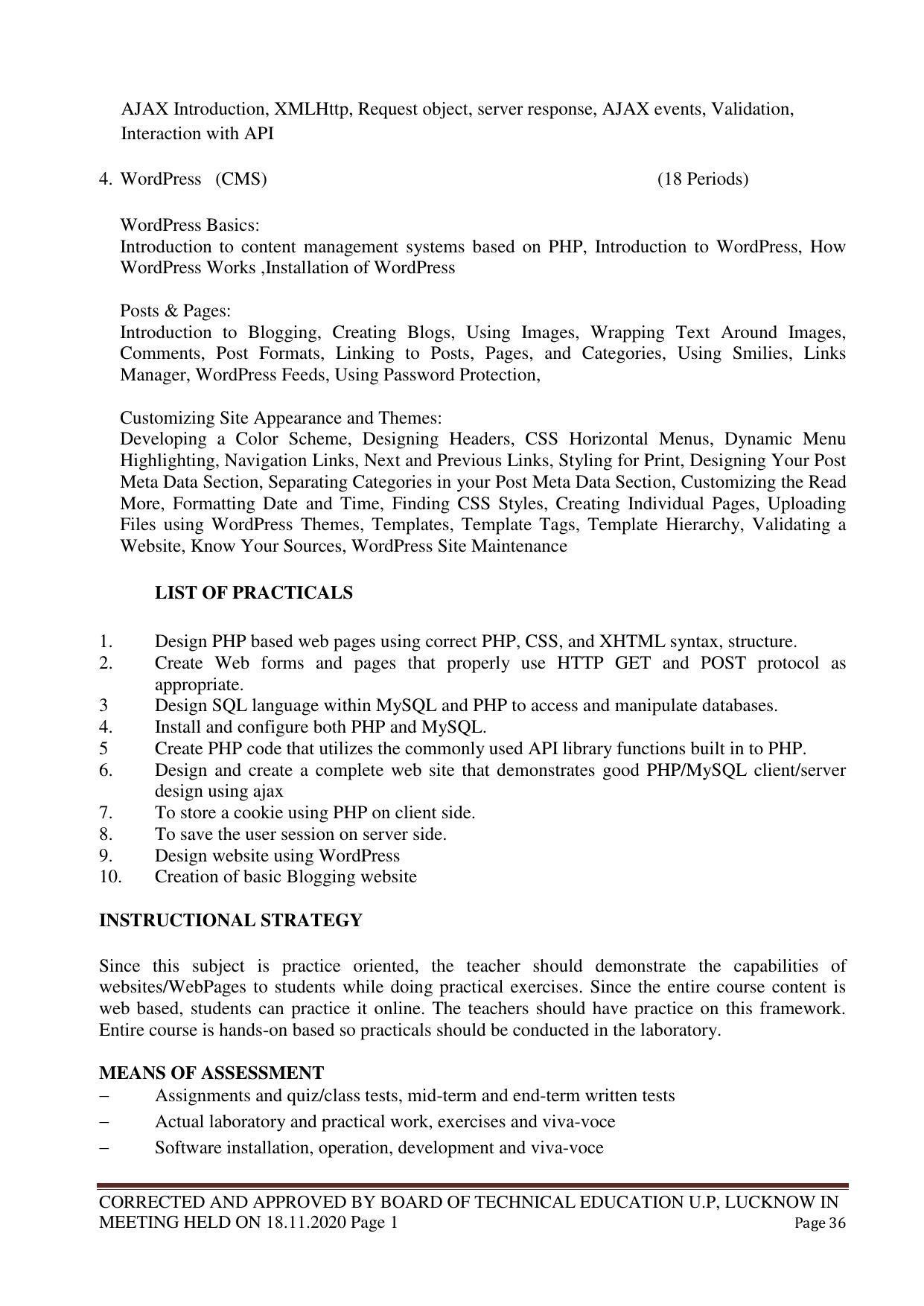 SYLLABUS FOR FIRST SEMESTER SESSION (2020-2021) - TWO SEMESTER POST GRADUATE DIPLOMA COURSE IN WEB DESIGNING - Page 36