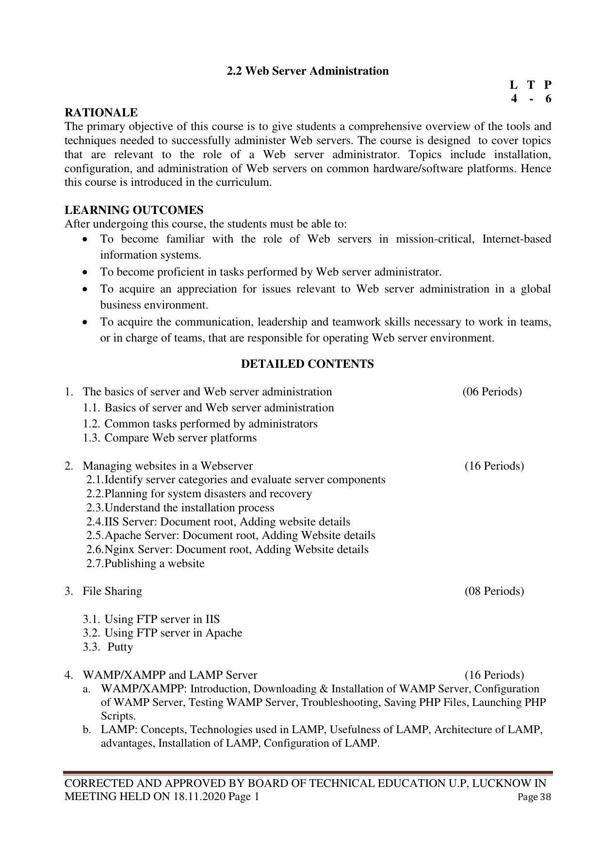 SYLLABUS FOR FIRST SEMESTER SESSION (2020-2021) - TWO SEMESTER POST GRADUATE DIPLOMA COURSE IN WEB DESIGNING - Page 38