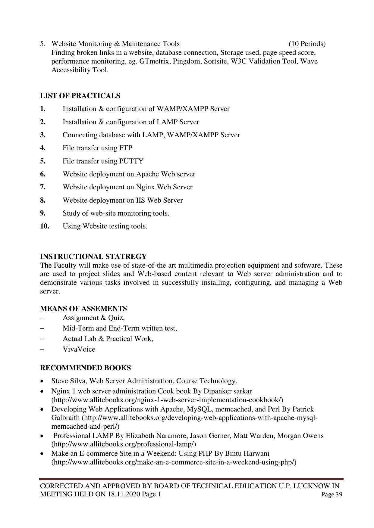 SYLLABUS FOR FIRST SEMESTER SESSION (2020-2021) - TWO SEMESTER POST GRADUATE DIPLOMA COURSE IN WEB DESIGNING - Page 39