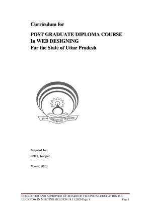 SYLLABUS FOR FIRST SEMESTER SESSION (2020-2021) - TWO SEMESTER POST GRADUATE DIPLOMA COURSE IN WEB DESIGNING
