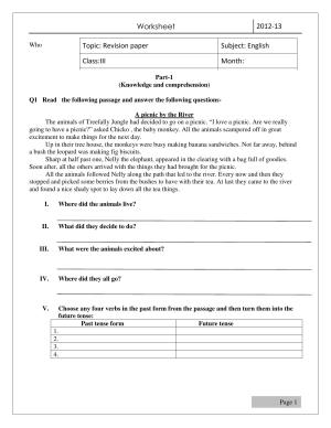 Worksheet for Class 3 English Assignment 13