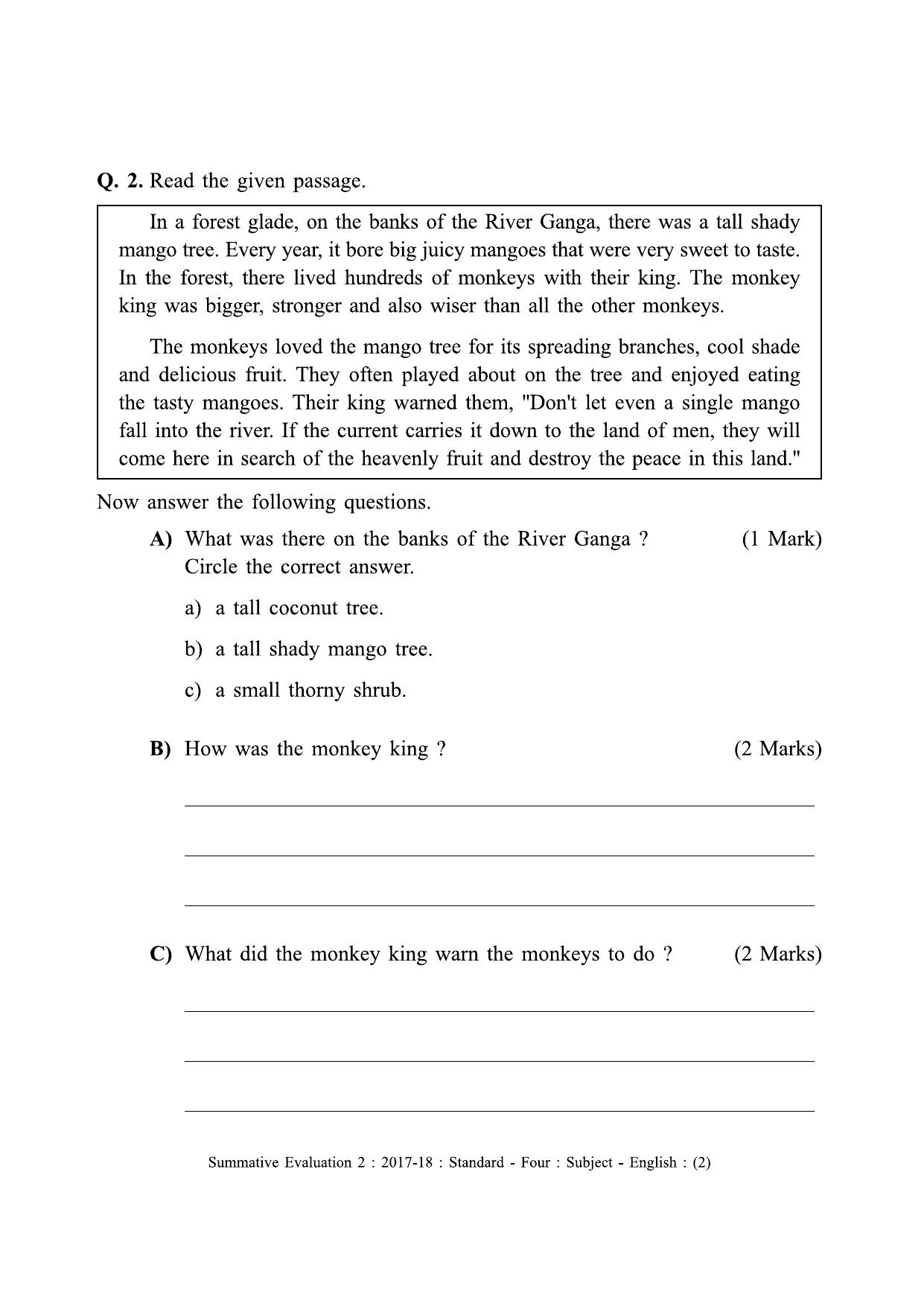 Maharashtra Board Class 4 English (First Language) Sample Question Paper - Page 2