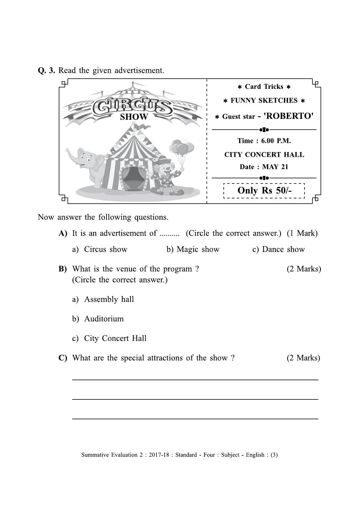 Maharashtra Board Class 4 English (First Language) Sample Question Paper - Page 3