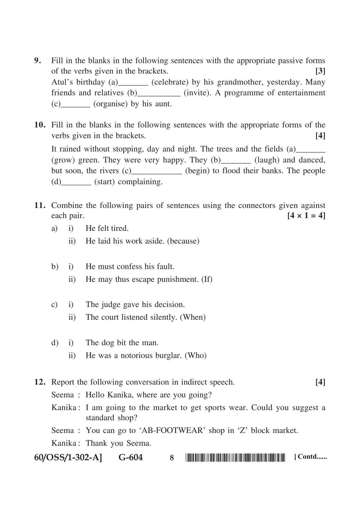 NIOS Jan-Feb 2021 Class 12 English (SET A) Question Paper - Page 8