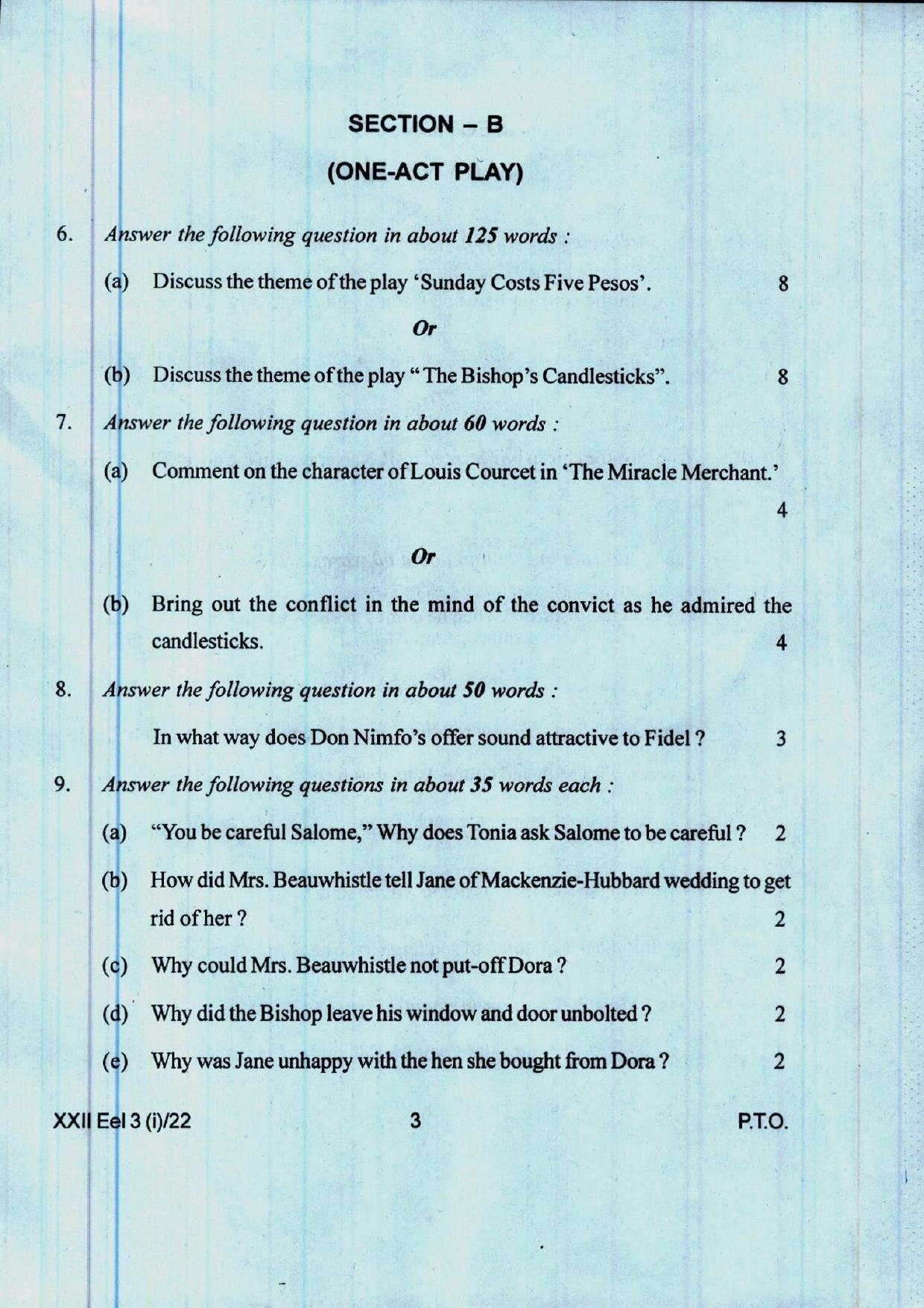 COHSEM 12th Question Papers 2022 Elective English - Page 3