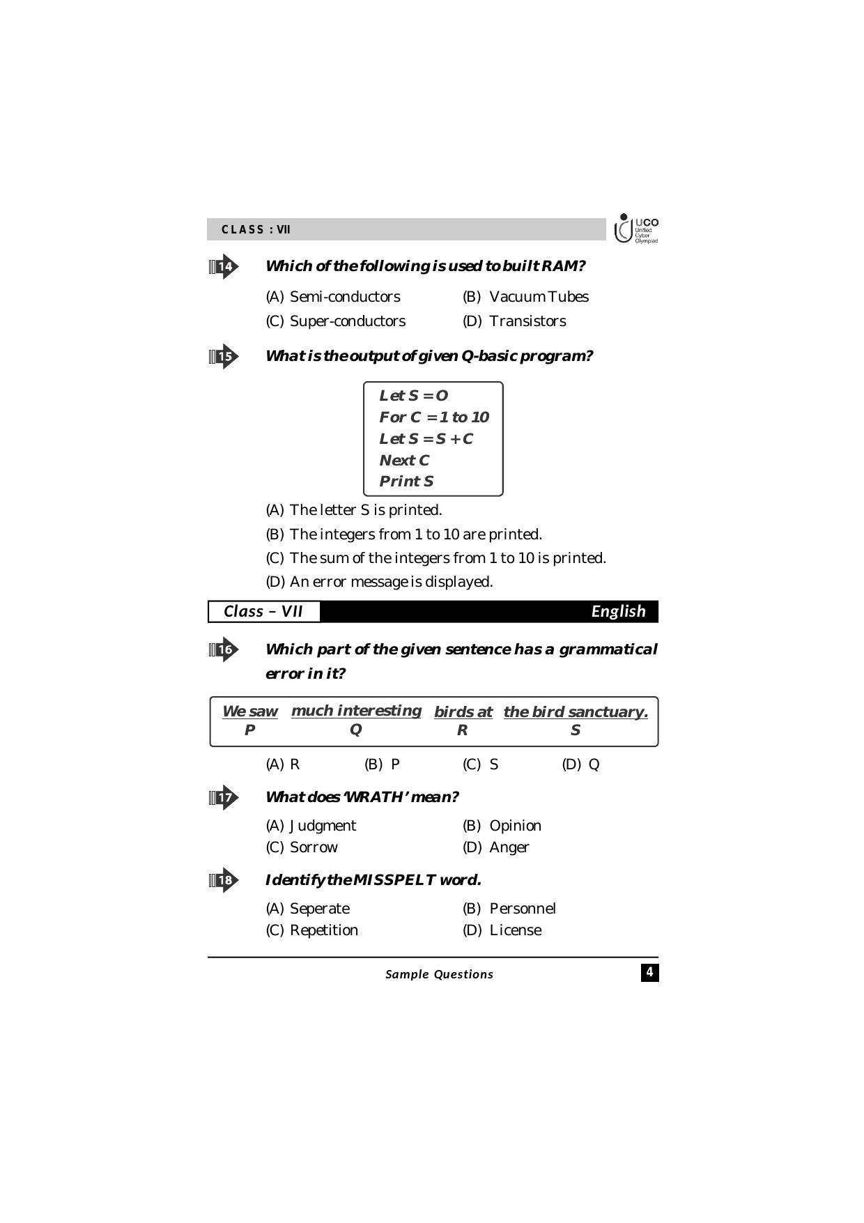 UCO Sample Papers for Class 7 - Page 4