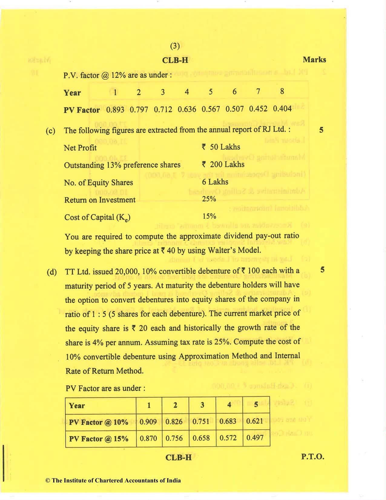 CA Inter Nov 2020 Question Paper - Paper 8 – Financial Management & Economics for Finance - Page 3