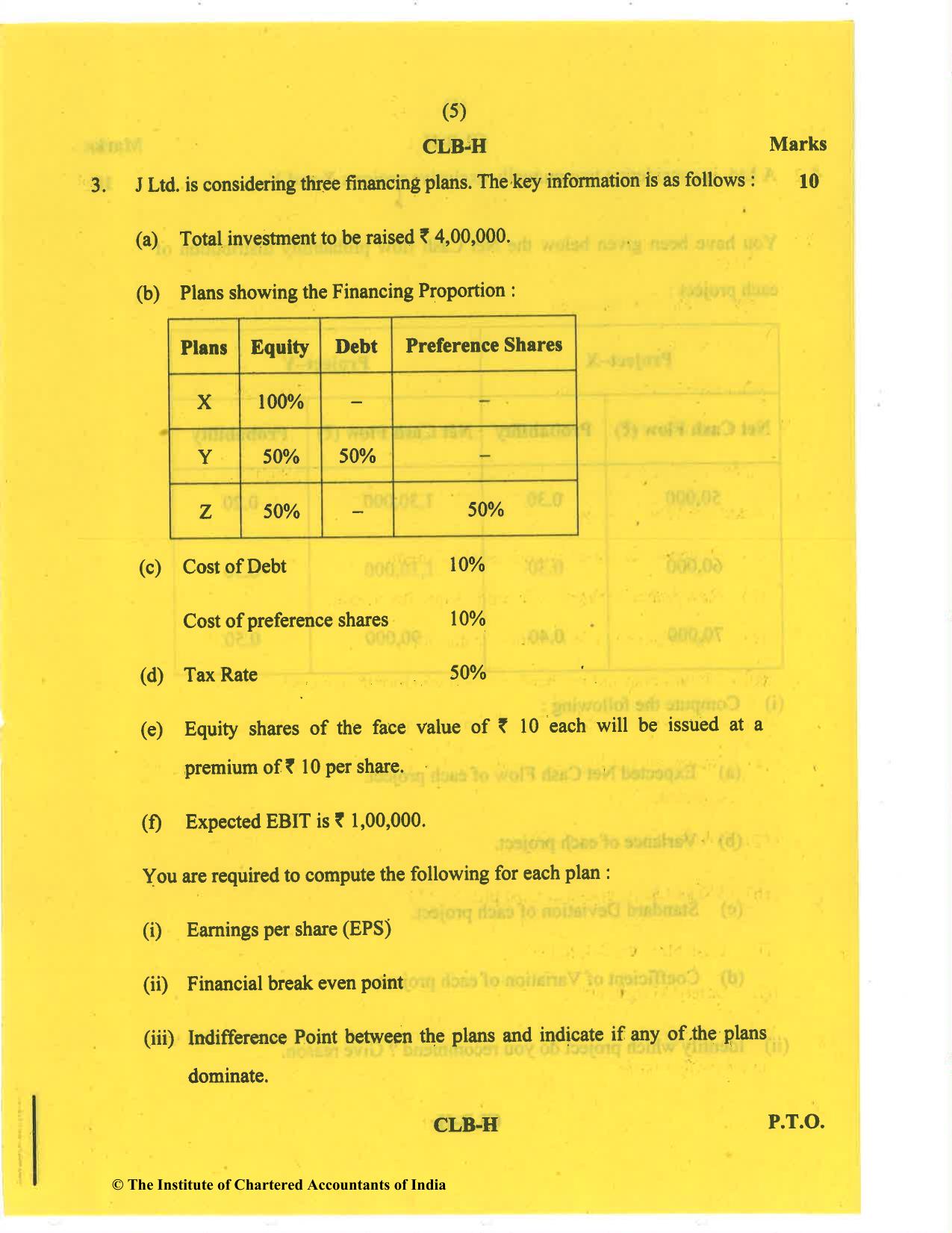 CA Inter Nov 2020 Question Paper - Paper 8 – Financial Management & Economics for Finance - Page 5