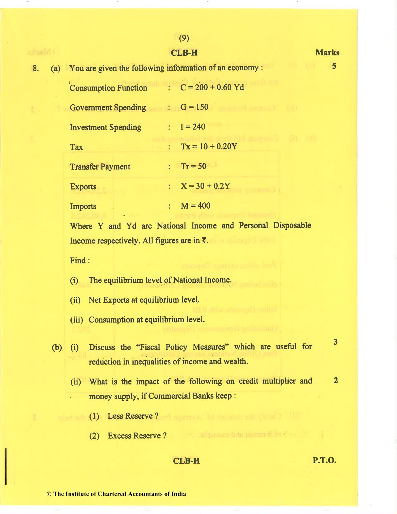 CA Inter Nov 2020 Question Paper - Paper 8 – Financial Management & Economics for Finance - Page 9