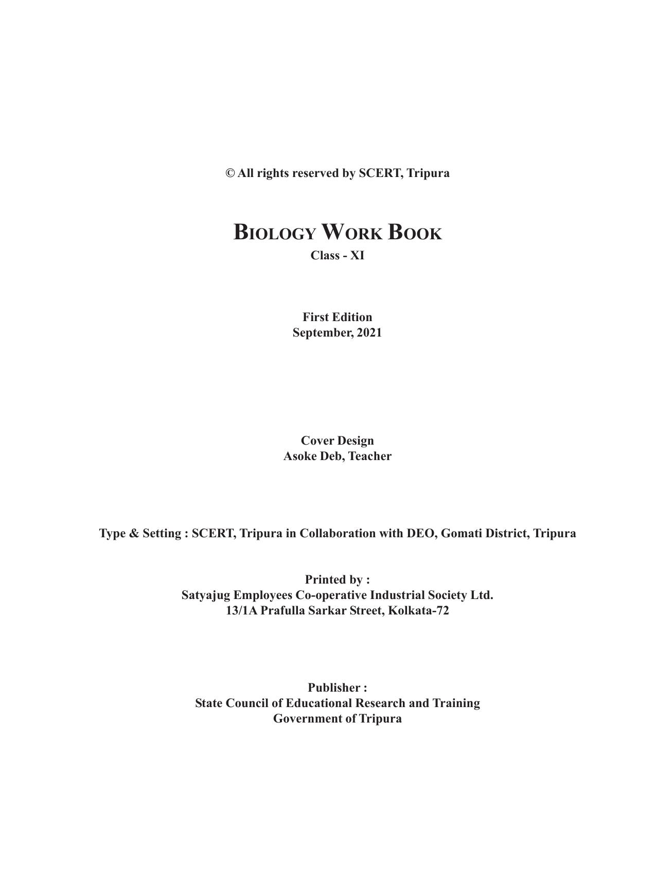 Tripura Board Class 11 Biology English Version Workbooks - Page 2
