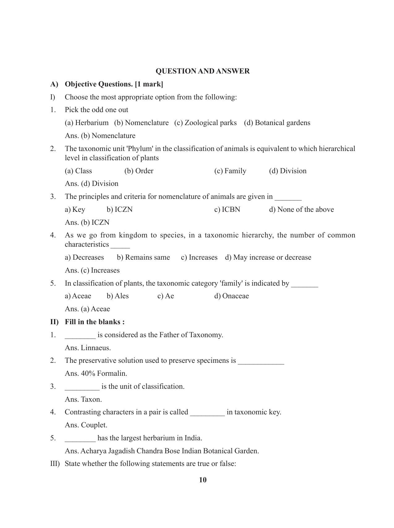 Tripura Board Class 11 Biology English Version Workbooks - Page 10