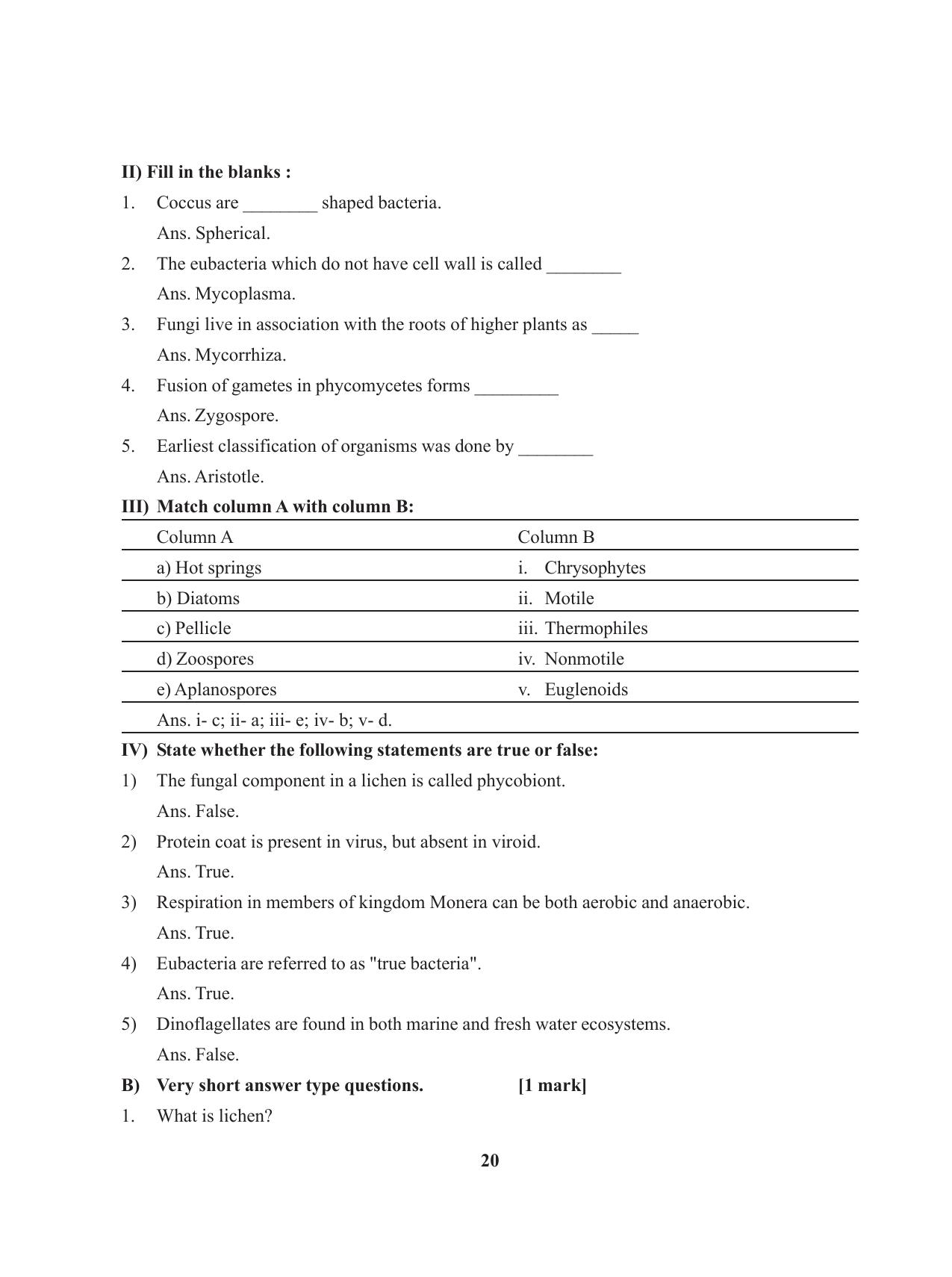Tripura Board Class 11 Biology English Version Workbooks - Page 20
