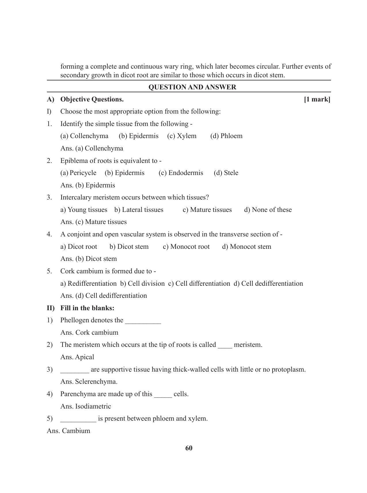 Tripura Board Class 11 Biology English Version Workbooks - Page 60