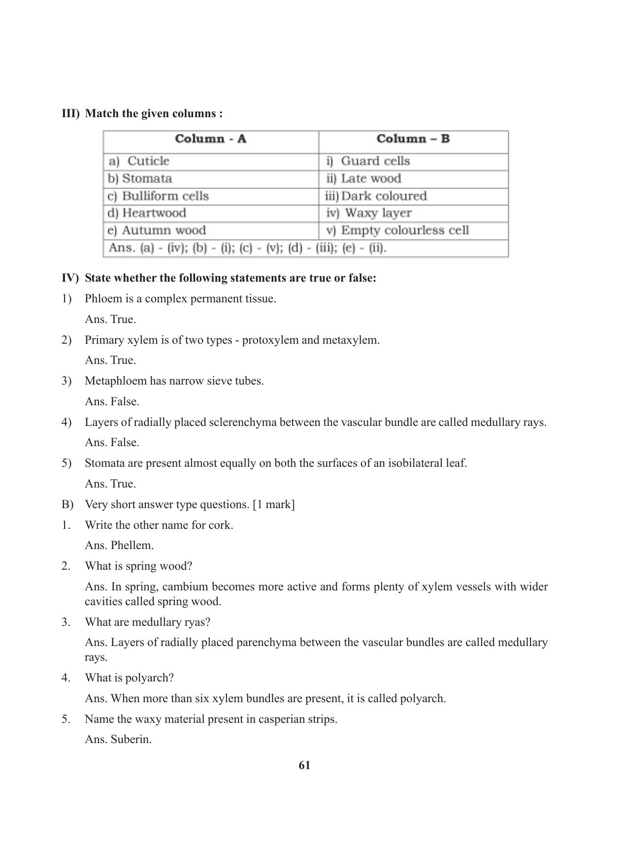 Tripura Board Class 11 Biology English Version Workbooks - Page 61
