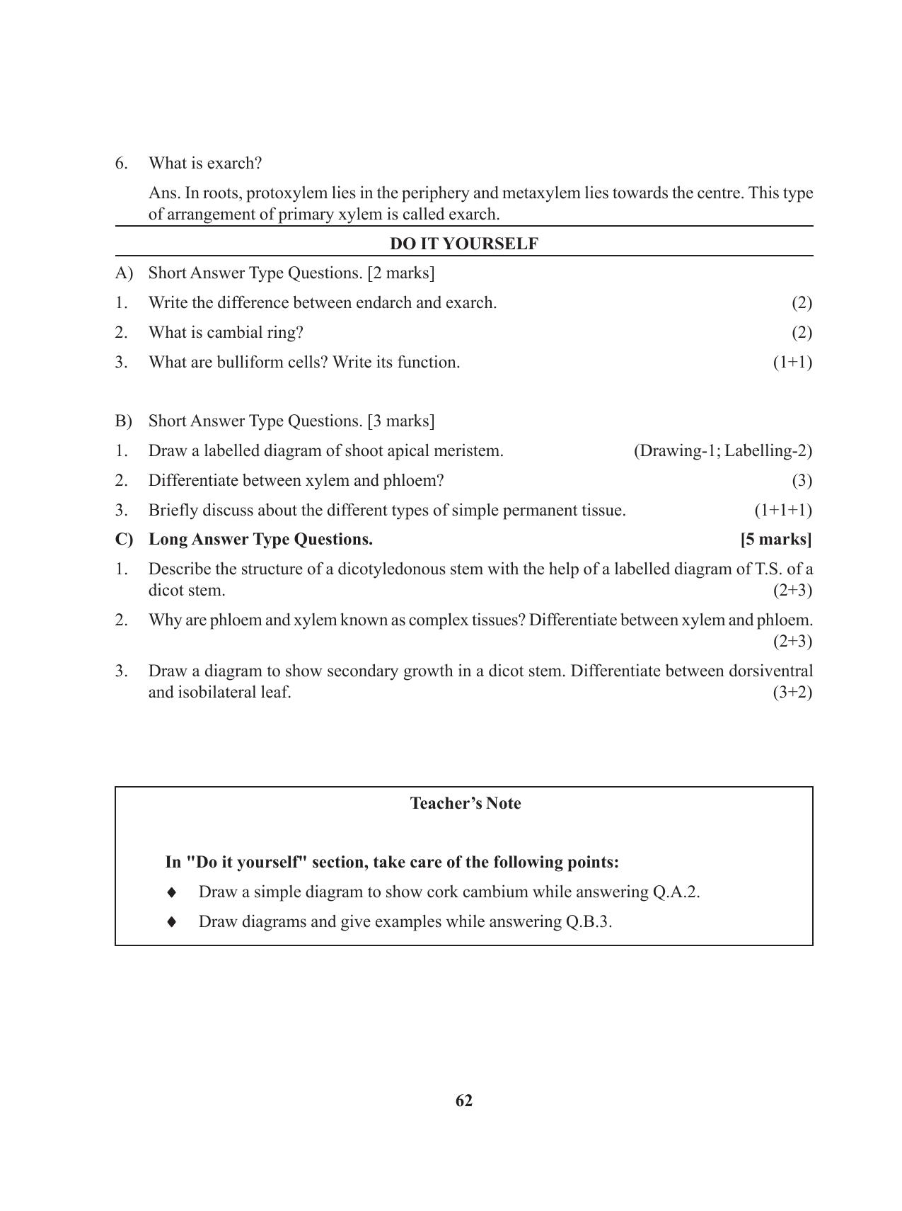 Tripura Board Class 11 Biology English Version Workbooks - Page 62