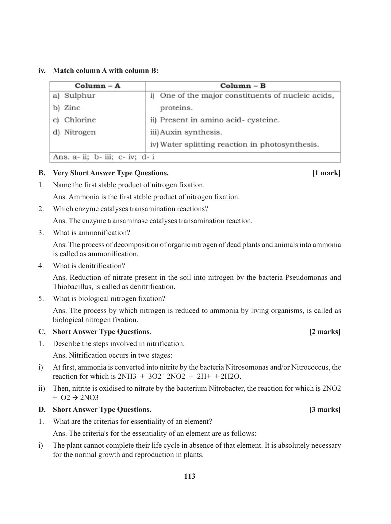 Tripura Board Class 11 Biology English Version Workbooks - Page 113
