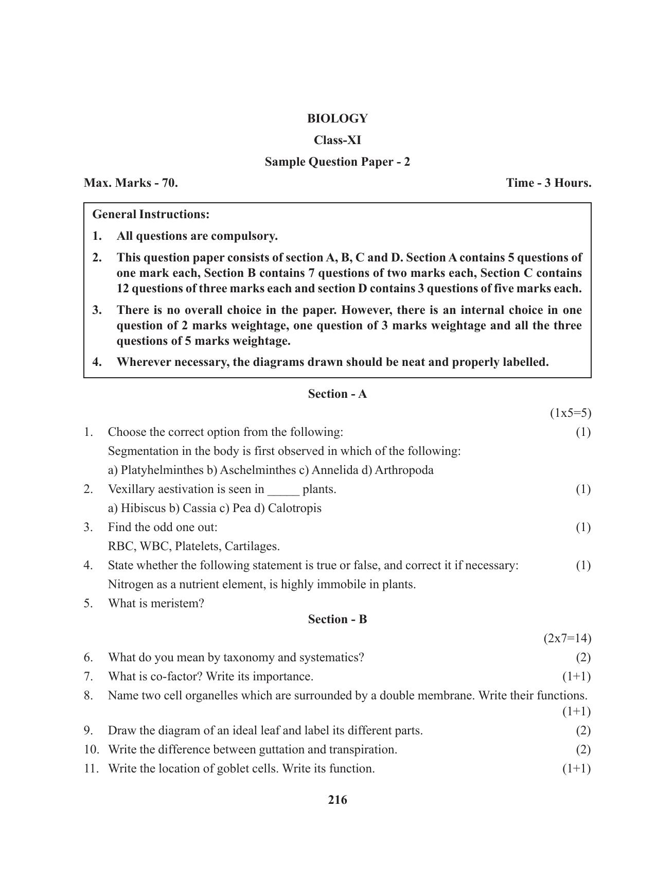 Tripura Board Class 11 Biology English Version Workbooks - Page 216