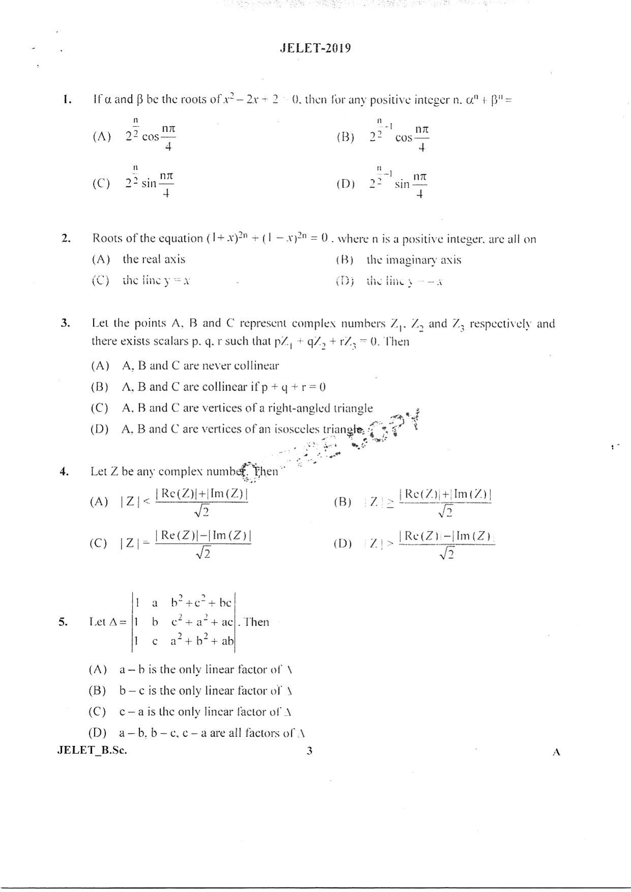 WBJEE  JELET 2019 ( BSc ) - Page 2