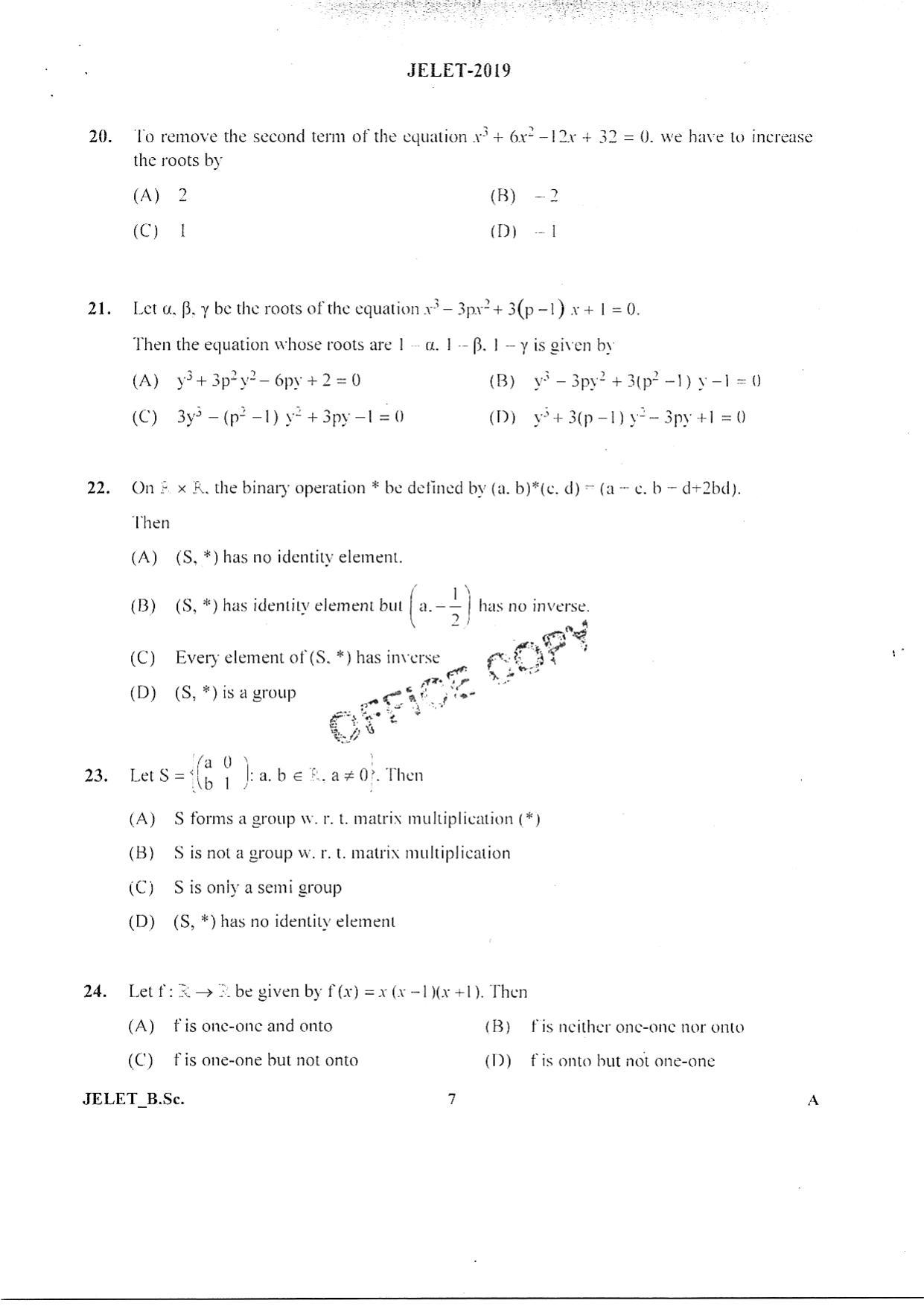 WBJEE  JELET 2019 ( BSc ) - Page 6