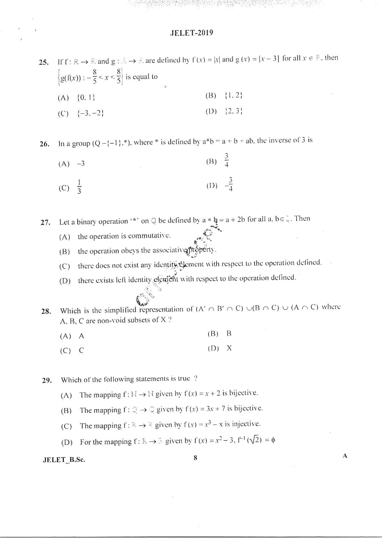 WBJEE  JELET 2019 ( BSc ) - Page 7
